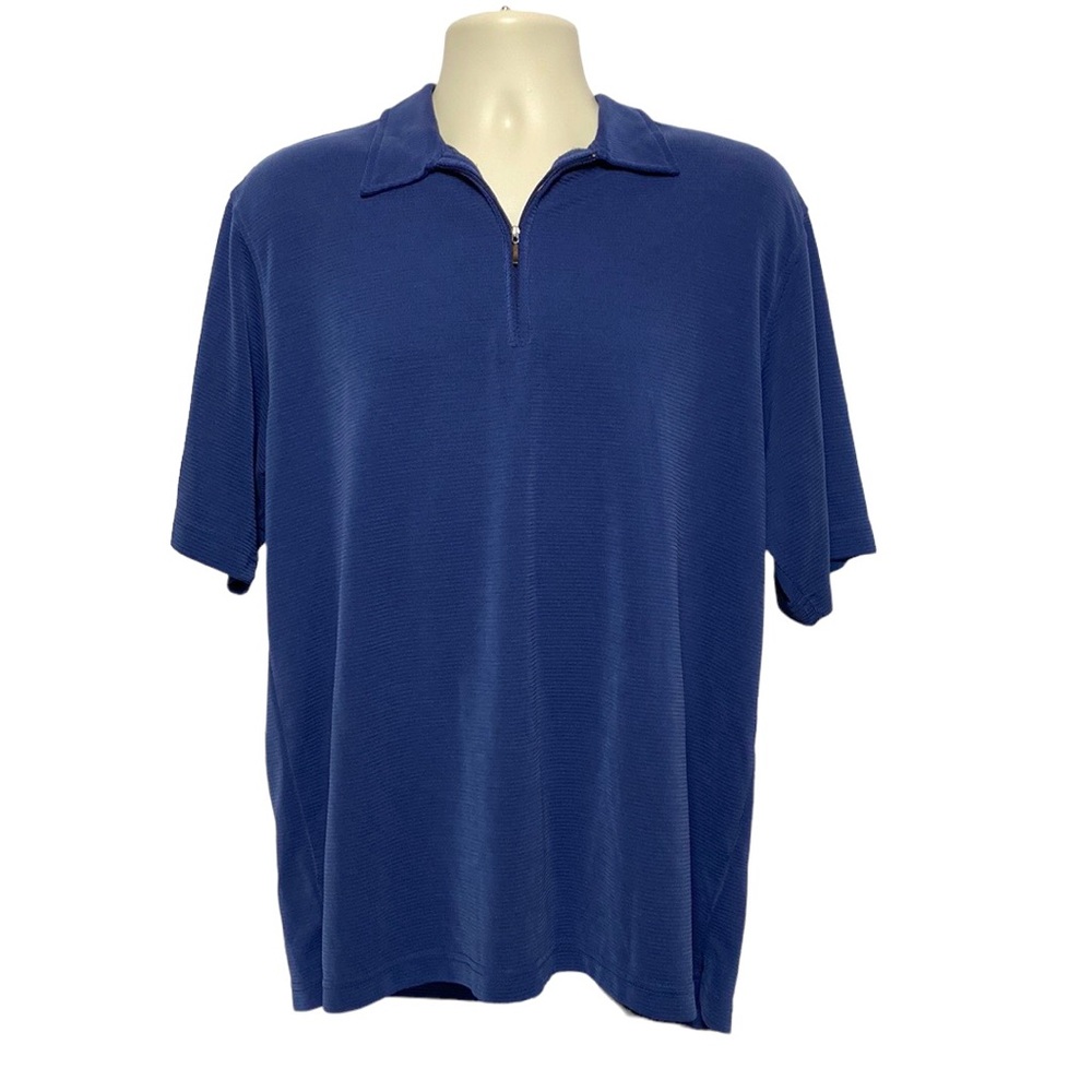 Blue Textured Polo Shirt L